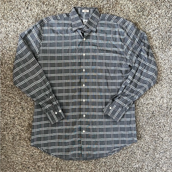 Peter Millar Gray Plaid Casual Button Front Shirt - Picture 1 of 4